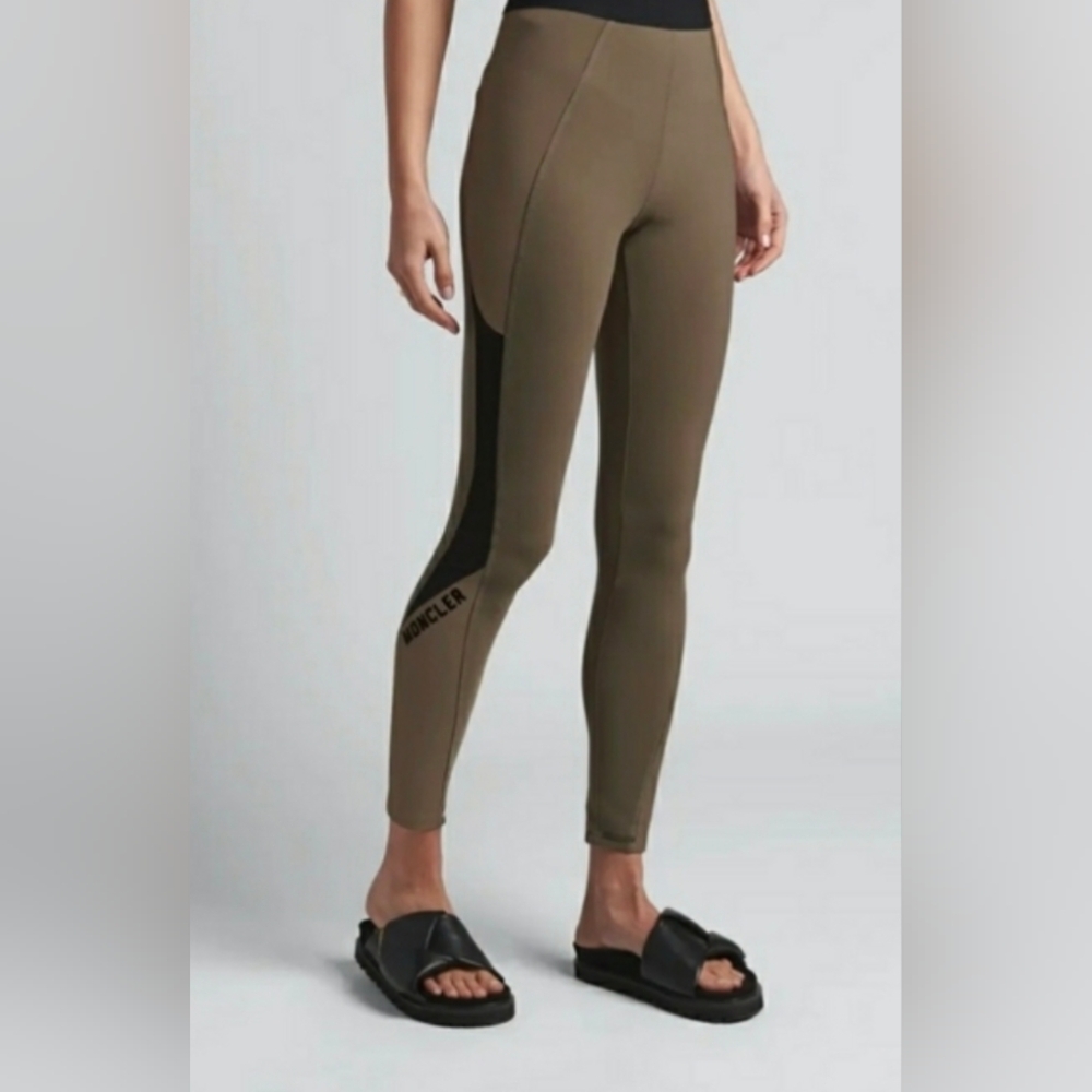 Moncler pantalone leggings pants etoupe size small